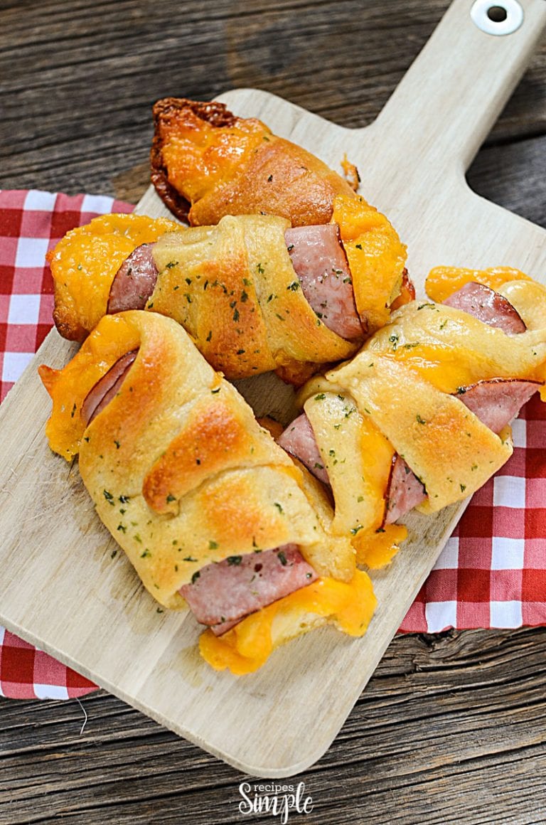 Ham And Cheddar Crescent Roll-Ups - Recipes Simple